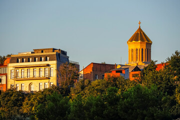 Scenic cityscape of Tbilisi old town. Tbilisi is the capital and the largest city of Georgia, lying on the banks of the Kura River. © Rechitan Sorin
