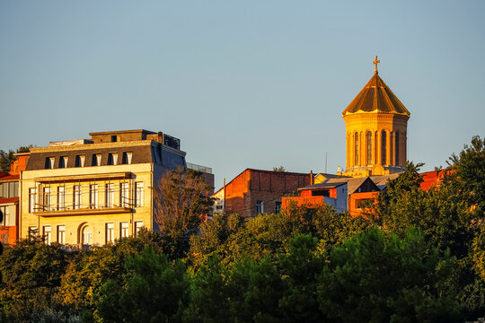 Scenic cityscape of Tbilisi old town. Tbilisi is the capital and the largest city of Georgia, lying on the banks of the Kura River.