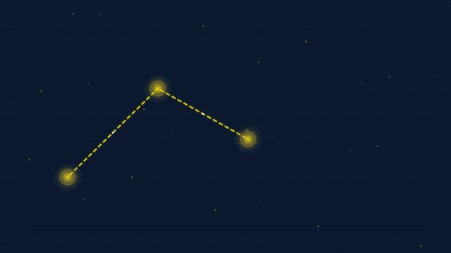 Glowing star constellations connecting in the dark night sky