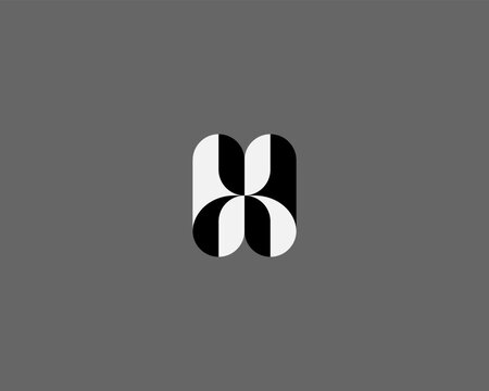 Abstract letter H vector logo. Minimalistic optical initial logotype with dynamic negative space for tech, finance and media brands.