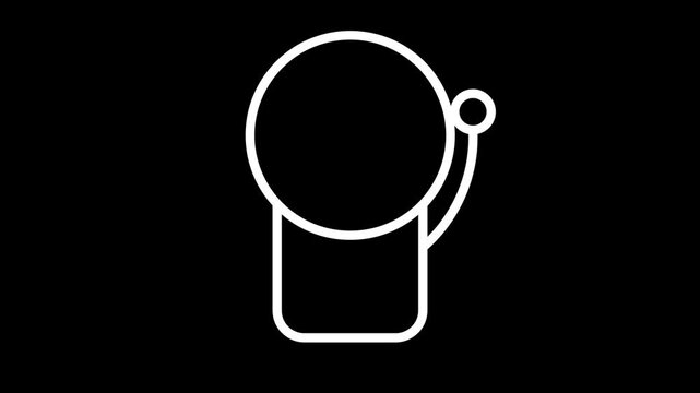 Animated white outline of a ringing alarm bell on a black background. Minimalist 2D motion graphic ideal for alert, notification, or reminder concepts.