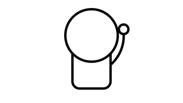 Animated black outline of a ringing alarm bell on a white background. Minimalist 2D motion graphic ideal for alert, notification, or reminder concepts.