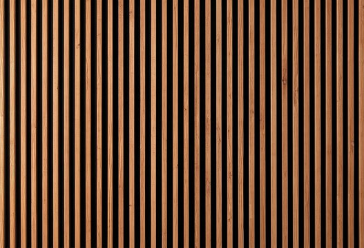 Warm wood slats form a rhythmic, textured vertical pattern