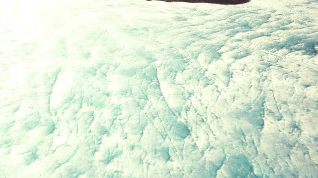 A vast expanse of glistening ice captures the beauty of the polar region. Sunlight reflects off the surface, showcasing the stunning textures and colors of this frozen wonderland.