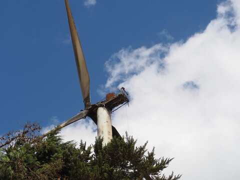 Damaged and Burnt Wind Turbine Engine Nacelle at Ngong Hills Wind Farm