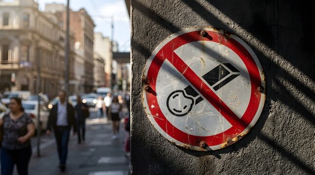 No Chewing Gum Prohibition Sign on Concrete Wall