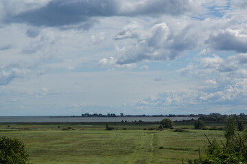 Fototapeta premium Panoramic Landscape View of Beka Nature Reserve and Rewa Across Puck Bay, Poland