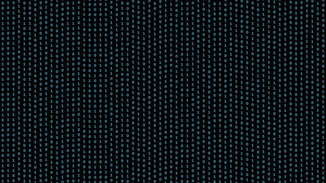 Digital binary code background with blue glowing zeros and ones for technology and cybersecurity concept