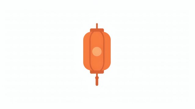 Orange cylindrical hanging lantern icon on a white background with vector illustration orange simple design isolated