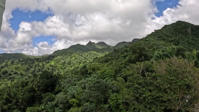 Clouds Drift Over El Yunque Tropical Rainforest Mountains in Puerto Rico Timelapse