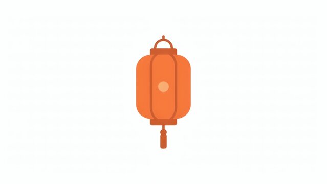 A flat vector illustration of an orange paper lantern isolated on a white background with simple design centered