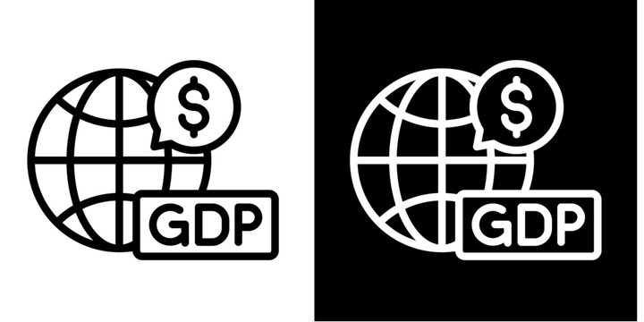 Global Gdp  Icon Set White Style Collection