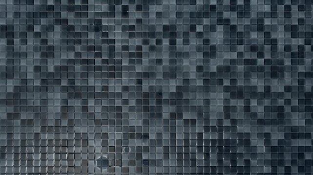 Wet Dark Grey Square Mosaic Tiles Texture Background Top View