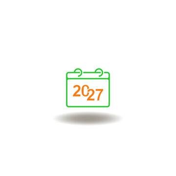 Vector illustration of calendar with year two thousand twenty-seven. Symbol of 2027 new year business strategy and planning.