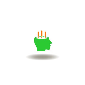 Vector illustration of open human head with exclamation marks. Symbol of OCD Obsessive Compulsive Disorder.
