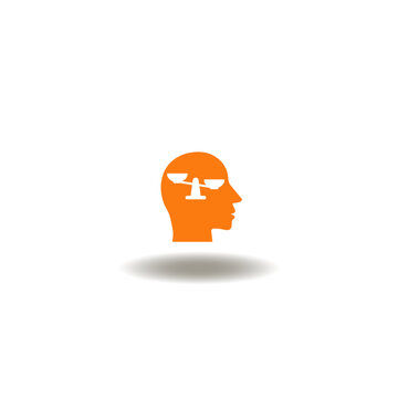 Vector illustration of head with seesaw imbalance. Symbol of bias prejudice.