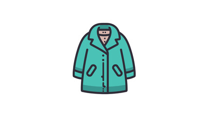 Teal winter coat parka flat vector icon. © aidan