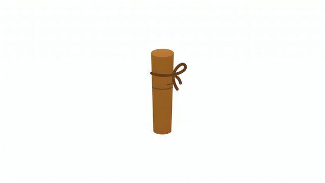 A rolled parchment scroll tied with a brown string isolated on a plain white background with vector illustration cylindrical