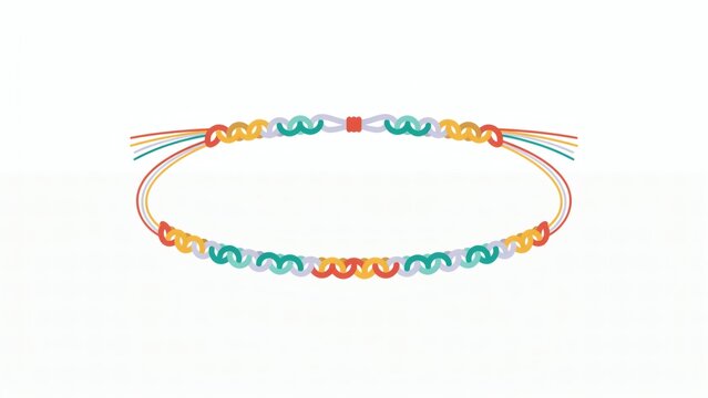 Colorful knotted paper necklace illustration isolated on white background with necklace with decorative paper