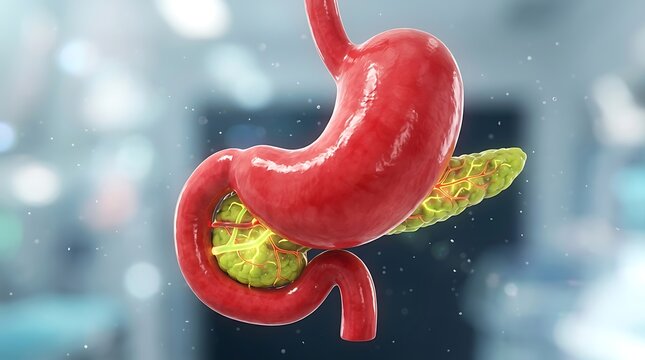 Human stomach and pancreas anatomy