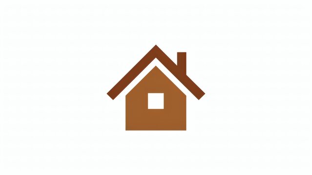 Brown flat vector house icon illustration on white background with real estate architecture residence