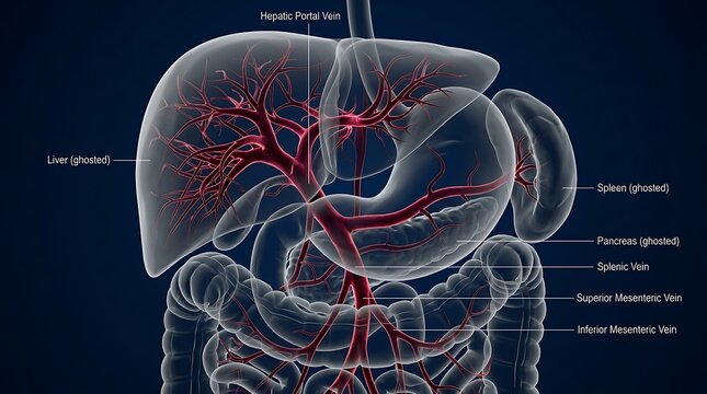 Human digestive system and portal venous anatomy