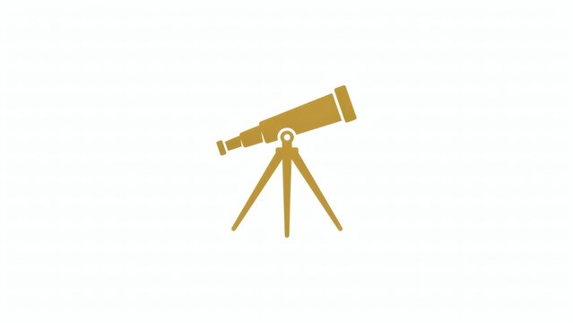 Minimalist golden telescope icons placed on a plain white background for design with illustration telescopes tripods