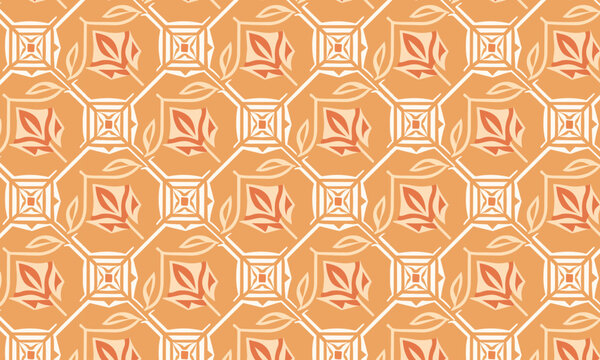 Orange Ikat Diamond Seamless Vector Pattern &mdash; Ethnic Geometric Repeat for Textile and Packaging