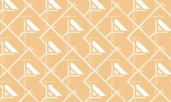 Art Deco Triangle Square Seamless Vector Pattern in Warm Peach Tonal Repeat for Wallpaper and Textile