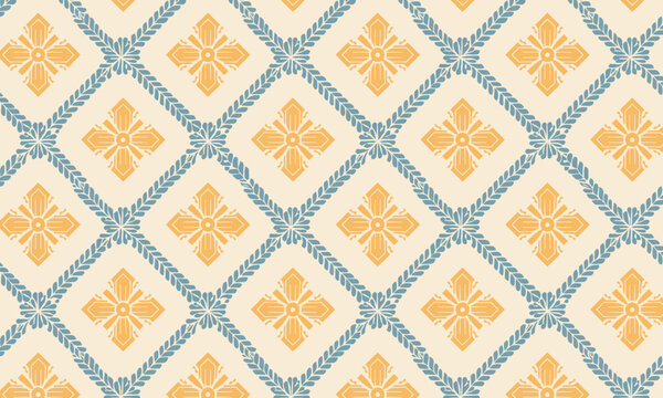 Golden Quatrefoil Seamless Vector Pattern &ndash; Elegant Floral Tile Repeat on Cream
