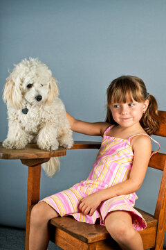 Little Girl Back to School Portrait with Dog