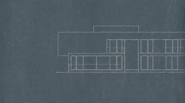 Minimalist architectural floor plan section detail on blue background with section drawing technical drawing building design