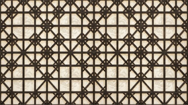 Traditional korean wooden latticework window frame with geometric patterns on rice paper background traditional design korean archi