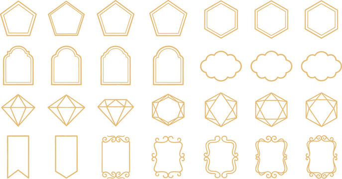 Gold Geometric Frame Set with Pentagon Hexagon and Diamond Shapes