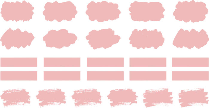 Pink Watercolor Brush Stroke Shapes and Rectangle Highlighter Set