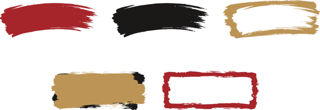 Red Black and Gold Grunge Brush Stroke Frame Set