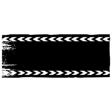 Flat style icon illustration of black distressed chevron border grunge banner isolated on transparent background. Graphic design element clip art for vintage ribbon assets.