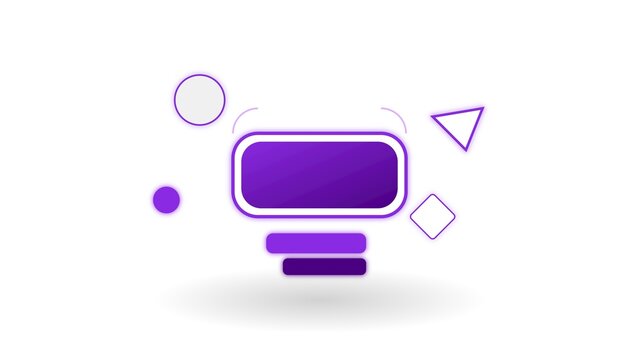 Purple futuristic hud interface banner with geometric shapes on white background