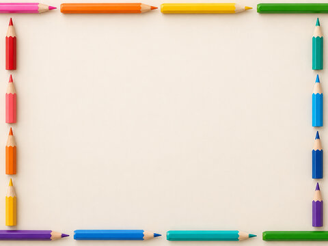 Colorful pencil border frame with blank copy space