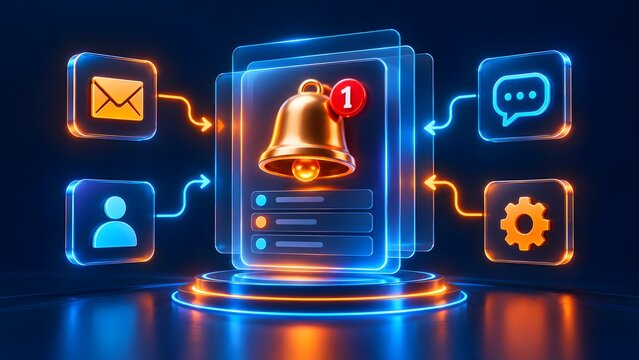 Centralized digital notification dashboard panel integrating email chat and user alerts