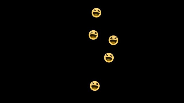 Social live style emoji flying animation with 3D floating heart and like reactions stream overlay.