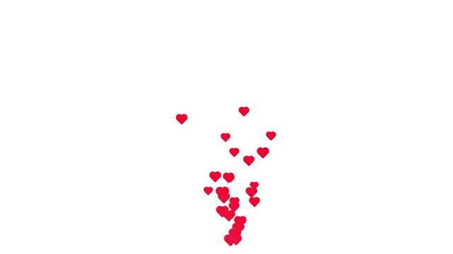 Social live style emoji flying animation with 3D floating heart and like reactions stream overlay.