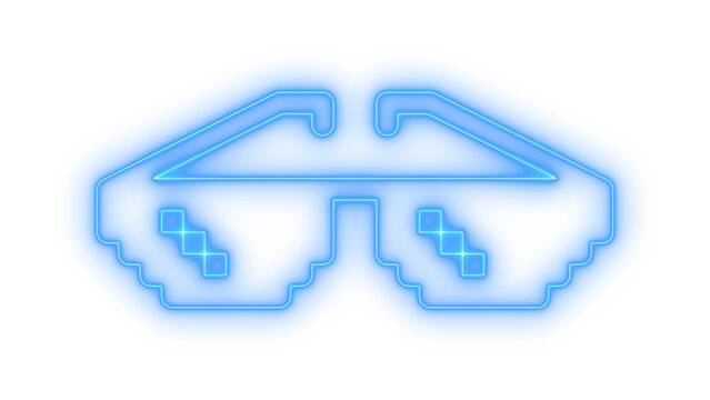Pixel sunglasses thug life meme colorful neon icon isolated on transparent background representing internet culture geek lifestyle retro gamer style and electronic sports gaming