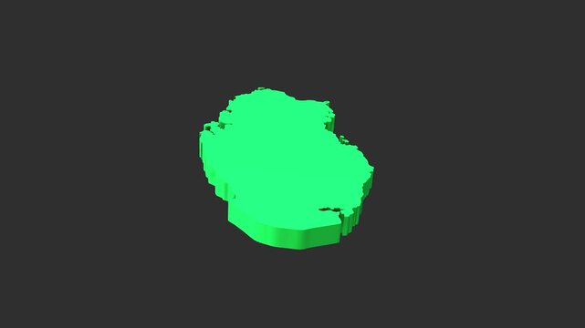Qatar 3D Map Animation on Dark Background &ndash; Green Rotating Country Shape with Territory Outline, Middle East Gulf Nation