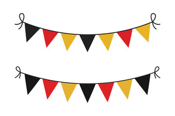 Fototapeta premium Bunting flag garlands featuring black red yellow colors for festive celebration and party decoration