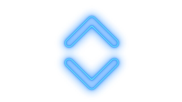 Glowing neon up and down scroll arrow icon isolated on transparent background. Double chevron pointer. Vertical sort button. Navigation. Interface UI.