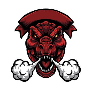 Aggressive T-Rex Mascot Logo with Banner