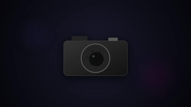 Minimalist black camera icon on dark gradient background