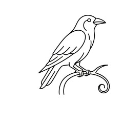 Fototapeta premium Line art of a bird perched on a branch