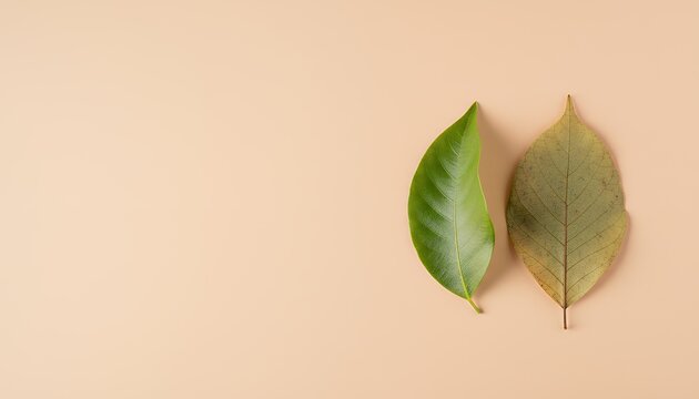 新鮮な緑葉と茶色く変色した葉の比較
